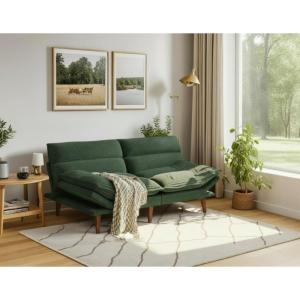 imageAmada Convertible Futon Sofa Bed  Corduroy Loveseat with Adjustable Backrest ampamp Armrests Thickened Seat Cushion Small Space Sleeper Couch for Apartment Study Room ampamp OfficeMoss Green66 Inch 