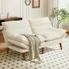 imageAmada 75 Convertible Futon Sofa Bed Corduroy Folding Futon Set with Adjustable Backrest ampArmrests Recliner Lounge for Living Room Apartment or Office Solid Wood Frame Loveseat Sofa Beige White  CorduroyOffwhite