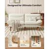 imageAmada 75 Convertible Futon Sofa Bed Corduroy Folding Futon Set with Adjustable Backrest ampArmrests Recliner Lounge for Living Room Apartment or Office Solid Wood Frame Loveseat Sofa Beige White  CorduroyBeige White