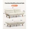 imageAmada 75 Convertible Futon Sofa Bed Corduroy Folding Futon Set with Adjustable Backrest ampArmrests Recliner Lounge for Living Room Apartment or Office Solid Wood Frame Loveseat Sofa Beige White  CorduroyBeige White