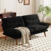 imageAmada 75 Convertible Futon Sofa Bed Corduroy Folding Futon Set with Adjustable Backrest ampArmrests Recliner Lounge for Living Room Apartment or Office Solid Wood Frame Loveseat Sofa Beige White  CorduroyBlack