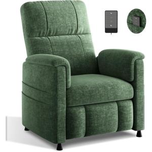 imageAmada Power Recliner Chair for Adults Adjustable Modern Chenille Reclining Chair with Side Pockets Remote Footrest Thick Seat Cushion for Home Theater Living Room amp Bedroom RVChenille Green