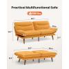 image66Futon Sofa Bed3in1 Futon Couch wAdjustable Backrest amp Armrests Convertible Sleeper Sofa Bed Small Folding Sleeper Recliner wRemovable Cushion for Apartment Living RoomOffice 66inBeige  CorduroyYellow
