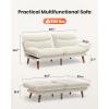 image66Futon Sofa Bed3in1 Futon Couch wAdjustable Backrest amp Armrests Convertible Sleeper Sofa Bed Small Folding Sleeper Recliner wRemovable Cushion for Apartment Living RoomOffice 66inBeige  CorduroyBeige