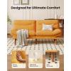 image66Futon Sofa Bed3in1 Futon Couch wAdjustable Backrest amp Armrests Convertible Sleeper Sofa Bed Small Folding Sleeper Recliner wRemovable Cushion for Apartment Living RoomOffice 66inBeige  CorduroyYellow
