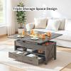 imageAmada Lift Top Coffee Table 4 in 1 Convertible Coffee Table with Drawers and Hidden Compartment Expandable Center Table Converts to Dining Table for Living Room White amp OakWash Grey