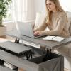 imageAmada Lift Top Coffee Table 4 in 1 Convertible Coffee Table with Drawers and Hidden Compartment Expandable Center Table Converts to Dining Table for Living Room White amp OakWash Grey