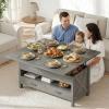 imageAmada Lift Top Coffee Table 4 in 1 Convertible Coffee Table with Drawers and Hidden Compartment Expandable Center Table Converts to Dining Table for Living Room White amp OakWash Grey