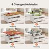 imageAmada Lift Top Coffee Table 4 in 1 Convertible Coffee Table with Drawers and Hidden Compartment Expandable Center Table Converts to Dining Table for Living Room White amp OakWhite  Oak