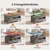 imageAmada Lift Top Coffee Table 4 in 1 Convertible Coffee Table with Drawers and Hidden Compartment Expandable Center Table Converts to Dining Table for Living Room White amp OakWash Grey