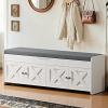 imageAmada Shoe Storage Bench 472 Long Entryway Bench with Cushioned Seat amp Lift Top Storage 4 Doors Adjustable Shelf 300 lbs Capacity Bench with Shoe Rack for Entryway Bedroom Living Room WhiteWhite
