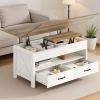 imageAmada Lift Top Coffee Table 4 in 1 Convertible Coffee Table with Drawers and Hidden Compartment Expandable Center Table Converts to Dining Table for Living Room White amp OakWhite  Oak