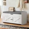 imageAmada Shoe Storage Bench 472 Long Entryway Bench with Cushioned Seat amp Lift Top Storage 4 Doors Adjustable Shelf 300 lbs Capacity Bench with Shoe Rack for Entryway Bedroom Living Room WhiteWhite