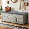 imageAmada Shoe Storage Bench 472 Long Entryway Bench with Cushioned Seat amp Lift Top Storage 4 Doors Adjustable Shelf 300 lbs Capacity Bench with Shoe Rack for Entryway Bedroom Living Room WhiteLight Gray