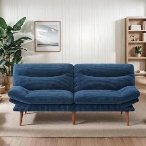 image66Futon Sofa Bed3in1 Futon Couch wAdjustable Backrest amp Armrests Convertible Sleeper Sofa Bed Small Folding Sleeper Recliner wRemovable Cushion for Apartment Living RoomOffice 66inBeige  CorduroyBlue