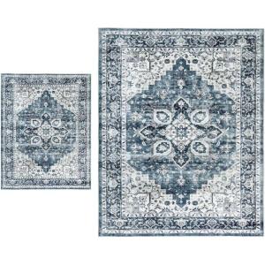 imageAMADA HOMEFURNISHING 5x7 and 10x14 Area Rugs Buying Together Soft Machine Washable StainResistant LowProfile Indoor Area Rugs with NonSlip Backing amp Durable Edge Binding