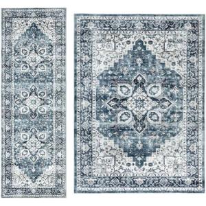 imageAMADA HOMEFURNISHING 5x7 and 27x8 Area Rugs Buying Together Soft Machine Washable StainResistant LowProfile Indoor Area Rugs with NonSlip Backing amp Durable Edge Binding