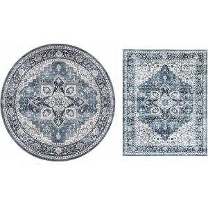 imageAMADA HOMEFURNISHING 5x7 and 8x8 Round Area Rugs Buying Together Soft Machine Washable StainResistant LowProfile Indoor Area Rugs with NonSlip Backing amp Durable Edge Binding