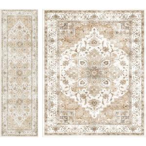 imageAMADA HOMEFURNISHING 8x10 and 27x10 Area Rugs Buying Together Soft Machine Washable StainResistant LowProfile Indoor Area Rugs with NonSlip Backing amp Durable Edge Binding