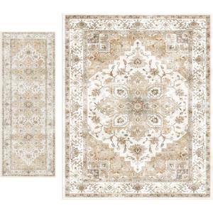 imageAMADA HOMEFURNISHING 8x10 and 27x8 Area Rugs Buying Together Soft Machine Washable StainResistant LowProfile Indoor Area Rugs with NonSlip Backing amp Durable Edge Binding