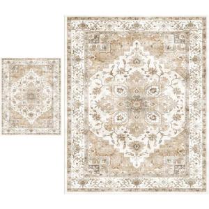 imageAMADA HOMEFURNISHING 8x10 and 2x4 Area Rugs Buying Together Soft Machine Washable StainResistant LowProfile Indoor Area Rugs with NonSlip Backing amp Durable Edge Binding