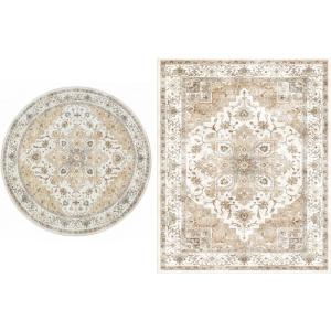 imageAMADA HOMEFURNISHING 8x10 and 6x6 Round Area Rugs Buying Together Soft Machine Washable StainResistant LowProfile Indoor Area Rugs with NonSlip Backing amp Durable Edge Binding
