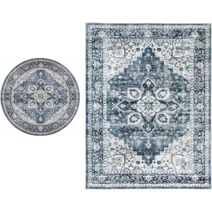 imageAMADA HOMEFURNISHING 9x12 and 5x5 Round Area Rugs Buying Together Soft Machine Washable StainResistant LowProfile Indoor Area Rugs with NonSlip Backing amp Durable Edge Binding