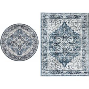 imageAMADA HOMEFURNISHING 9x12 and 6x6 Round Area Rugs Buying Together Soft Machine Washable StainResistant LowProfile Indoor Area Rugs with NonSlip Backing amp Durable Edge Binding