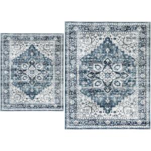 imageAMADA HOMEFURNISHING 9x12 and 6x9 Area Rugs Buying Together Soft Machine Washable StainResistant LowProfile Indoor Area Rugs with NonSlip Backing amp Durable Edge Binding
