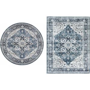imageAMADA HOMEFURNISHING 9x12 and 8x8 Round Area Rugs Buying Together Soft Machine Washable StainResistant LowProfile Indoor Area Rugs with NonSlip Backing amp Durable Edge Binding