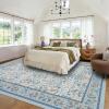 imageAMADA HOMEFURNISHING 8x10 Washable Area Rugs for Living Room NonSlip amp LowProfile Floral Large Area Rug with Durable Edge Binding Soft Rugs for Living Room Bedroom Dining RoomLight Blue