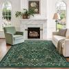 imageAMADA HOMEFURNISHING 8x10 Washable Area Rugs for Living Room NonSlip amp LowProfile Floral Large Area Rug with Durable Edge Binding Soft Rugs for Living Room Bedroom Dining RoomDark Green