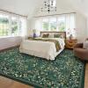 imageAMADA HOMEFURNISHING 8x10 Washable Area Rugs for Living Room NonSlip amp LowProfile Floral Large Area Rug with Durable Edge Binding Soft Rugs for Living Room Bedroom Dining RoomDark Green