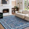 imageAMADA HOMEFURNISHING 8x10 Washable Area Rugs for Living Room NonSlip amp LowProfile Floral Large Area Rug with Durable Edge Binding Soft Rugs for Living Room Bedroom Dining RoomDark Blue