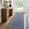 imageAMADA HOMEFURNISHING 8x10 Washable Area Rugs for Living Room NonSlip amp LowProfile Floral Large Area Rug with Durable Edge Binding Soft Rugs for Living Room Bedroom Dining RoomDark Blue