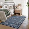 imageAMADA HOMEFURNISHING 8x10 Washable Area Rugs for Living Room NonSlip amp LowProfile Floral Large Area Rug with Durable Edge Binding Soft Rugs for Living Room Bedroom Dining RoomDark Blue