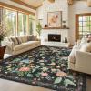imageAMADA HOMEFURNISHING 8x10 Washable Area Rugs for Living Room NonSlip amp LowProfile Floral Large Area Rug with Durable Edge Binding Soft Rugs for Living Room Bedroom Dining RoomDepth Black
