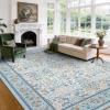 imageAMADA HOMEFURNISHING 8x10 Washable Area Rugs for Living Room NonSlip amp LowProfile Floral Large Area Rug with Durable Edge Binding Soft Rugs for Living Room Bedroom Dining RoomLight Blue