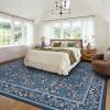imageAMADA HOMEFURNISHING 8x10 Washable Area Rugs for Living Room NonSlip amp LowProfile Floral Large Area Rug with Durable Edge Binding Soft Rugs for Living Room Bedroom Dining RoomDark Blue