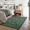 imageAMADA HOMEFURNISHING 8x10 Washable Area Rugs for Living Room NonSlip amp LowProfile Floral Large Area Rug with Durable Edge Binding Soft Rugs for Living Room Bedroom Dining RoomDark Green