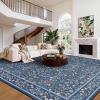 imageAMADA HOMEFURNISHING 8x10 Washable Area Rugs for Living Room NonSlip amp LowProfile Floral Large Area Rug with Durable Edge Binding Soft Rugs for Living Room Bedroom Dining RoomDark Blue