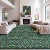 imageAMADA HOMEFURNISHING 8x10 Washable Area Rugs for Living Room NonSlip amp LowProfile Floral Large Area Rug with Durable Edge Binding Soft Rugs for Living Room Bedroom Dining RoomDark Green