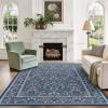 imageAMADA HOMEFURNISHING 8x10 Washable Area Rugs for Living Room NonSlip amp LowProfile Floral Large Area Rug with Durable Edge Binding Soft Rugs for Living Room Bedroom Dining RoomDark Blue