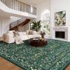 imageAMADA HOMEFURNISHING 8x10 Washable Area Rugs for Living Room NonSlip amp LowProfile Floral Large Area Rug with Durable Edge Binding Soft Rugs for Living Room Bedroom Dining RoomDark Green