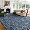 imageAMADA HOMEFURNISHING 8x10 Washable Area Rugs for Living Room NonSlip amp LowProfile Floral Large Area Rug with Durable Edge Binding Soft Rugs for Living Room Bedroom Dining RoomDark Blue