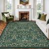 imageAMADA HOMEFURNISHING 8x10 Washable Area Rugs for Living Room NonSlip amp LowProfile Floral Large Area Rug with Durable Edge Binding Soft Rugs for Living Room Bedroom Dining RoomDark Green