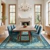 imageAMADA HOMEFURNISHING 9x12 Area Rug for Living Room Vintage Washable Area Rug LowPile amp NonSlip Carpet for Bedroom Dining Room Nursery Home Office Navy BlueBrownTeal Blue