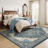 imageAMADA HOMEFURNISHING 9x12 Area Rug for Living Room Vintage Washable Area Rug LowPile amp NonSlip Carpet for Bedroom Dining Room Nursery Home Office Navy BlueBrownNavy BlueBeige