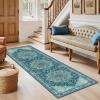 imageAMADA HOMEFURNISHING 9x12 Area Rug for Living Room Vintage Washable Area Rug LowPile amp NonSlip Carpet for Bedroom Dining Room Nursery Home Office Navy BlueBrownTeal Blue