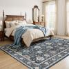 imageAMADA HOMEFURNISHING 9x12 Area Rug for Living Room Vintage Washable Area Rug LowPile amp NonSlip Carpet for Bedroom Dining Room Nursery Home Office Navy BlueBrownNavy BlueBrown